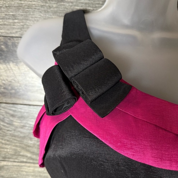 Scarlett Nite Black Pink One Shoulder Bandage Bodycon Midi Dress Size 6 Party - Picture 5 of 11